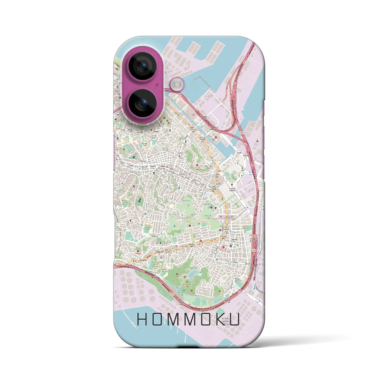 【本牧(神奈川県)】地図柄iPhoneケース(バックカバータイプ)