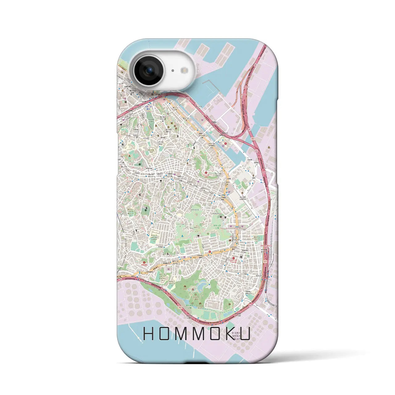 【本牧(神奈川県)】地図柄iPhoneケース(バックカバータイプ)