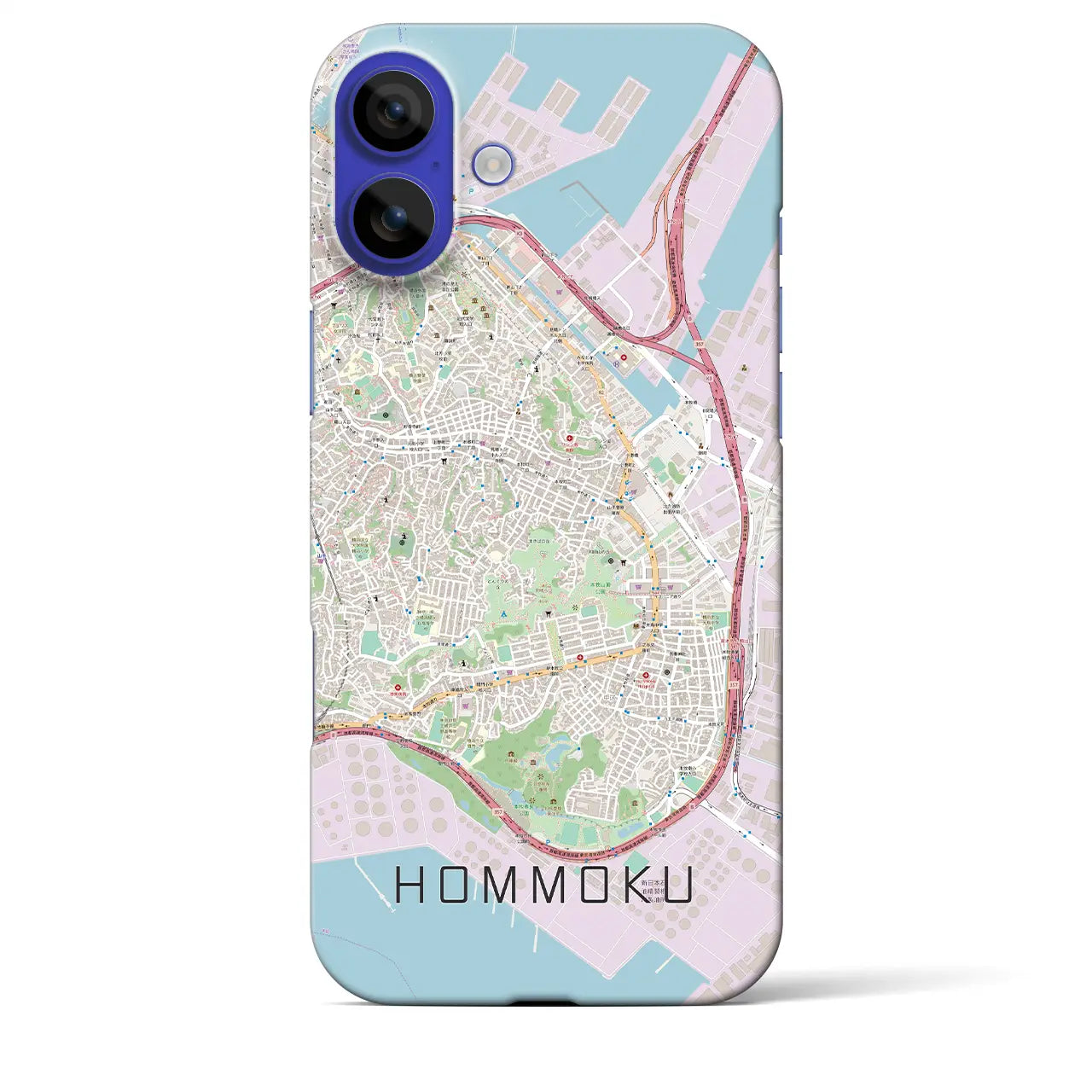 【本牧(神奈川県)】地図柄iPhoneケース(バックカバータイプ)