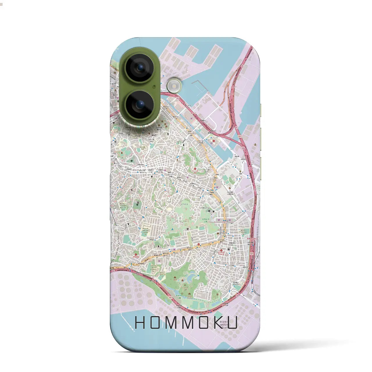 【本牧(神奈川県)】地図柄iPhoneケース(バックカバータイプ)ブラック・iPhone 17 Pro Max 用