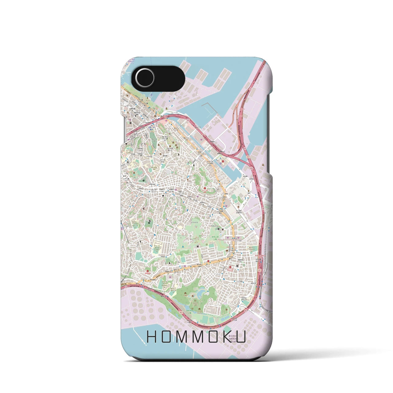 【本牧(神奈川県)】地図柄iPhoneケース(バックカバータイプ)