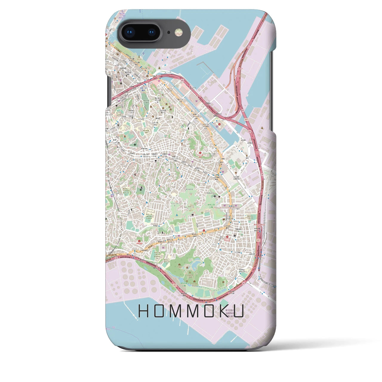 【本牧(神奈川県)】地図柄iPhoneケース(バックカバータイプ)