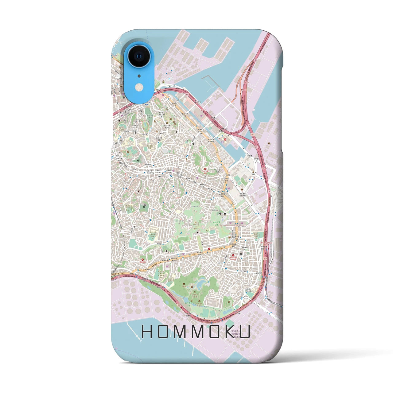 【本牧(神奈川県)】地図柄iPhoneケース(バックカバータイプ)