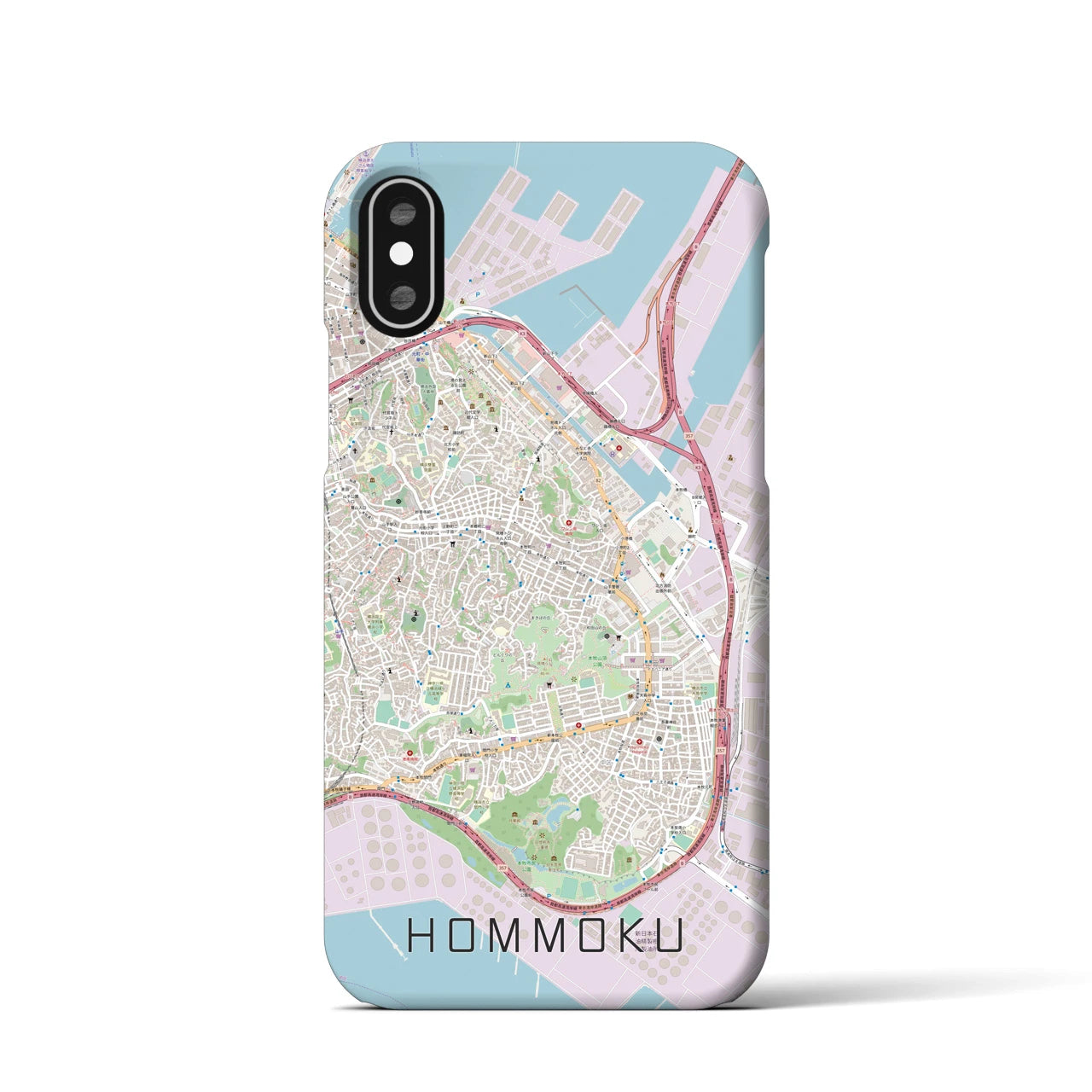 【本牧(神奈川県)】地図柄iPhoneケース(バックカバータイプ)