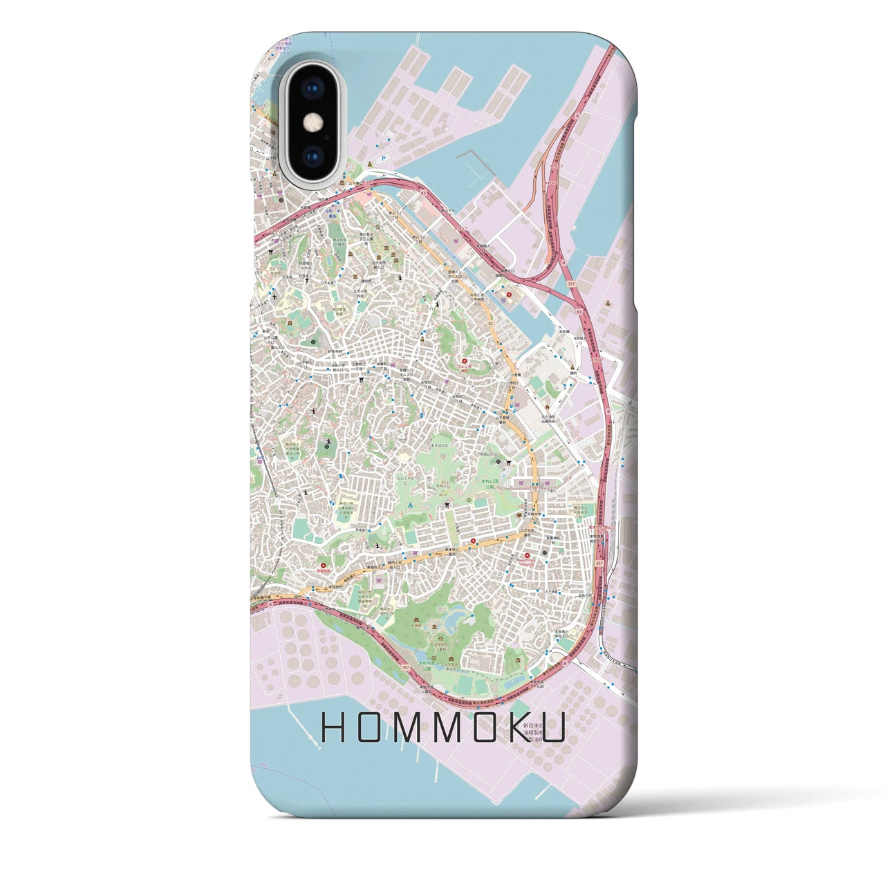 【本牧(神奈川県)】地図柄iPhoneケース(バックカバータイプ)
