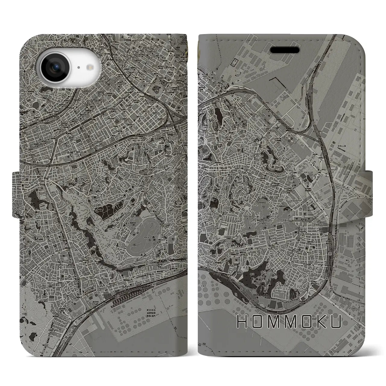 【本牧(神奈川県)】地図柄iPhoneケース(手帳タイプ)