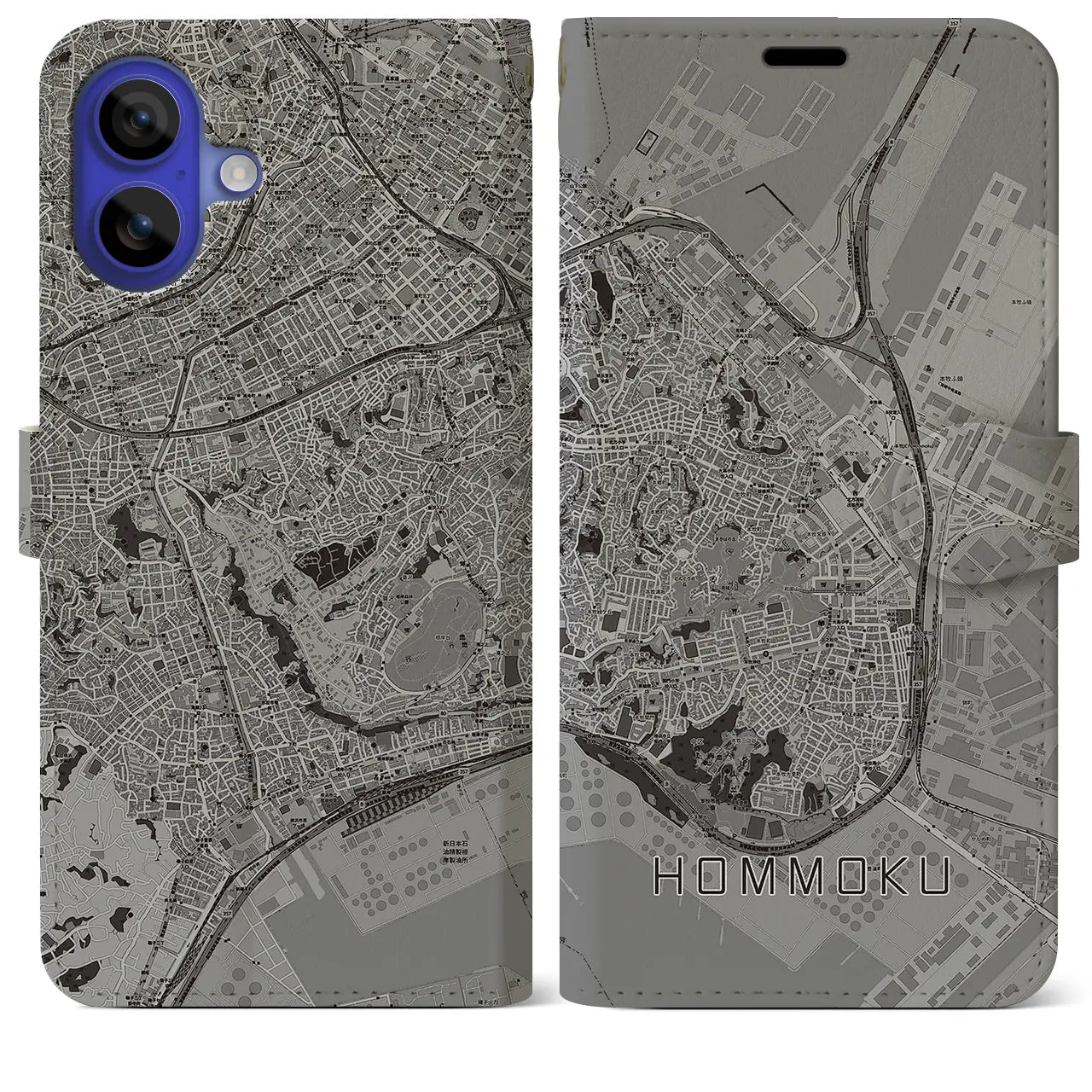 【本牧(神奈川県)】地図柄iPhoneケース(手帳タイプ)