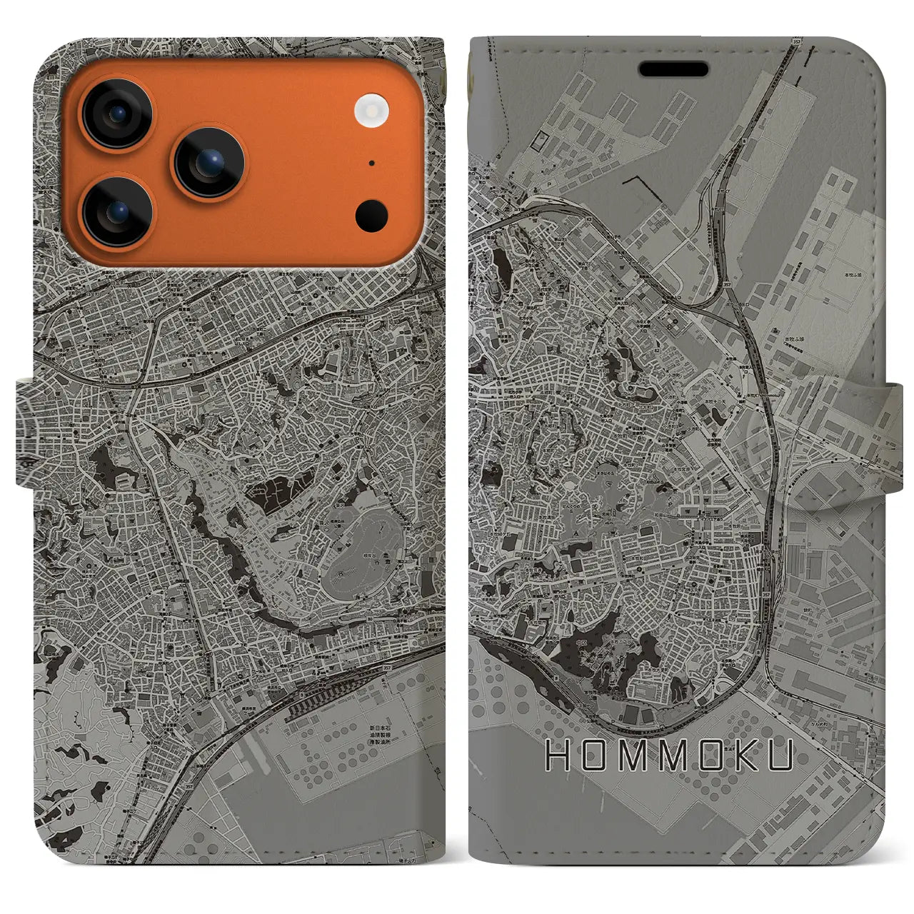 【本牧(神奈川県)】地図柄iPhoneケース(手帳タイプ)