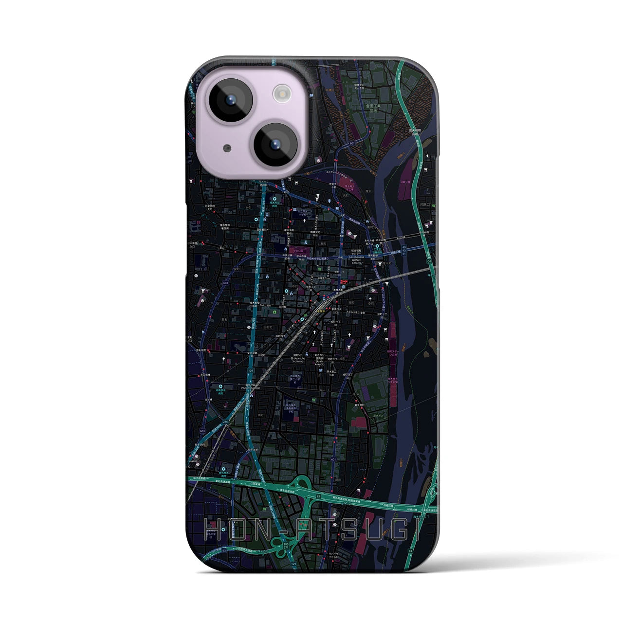【本厚木(神奈川県)】地図柄iPhoneケース(バックカバータイプ)