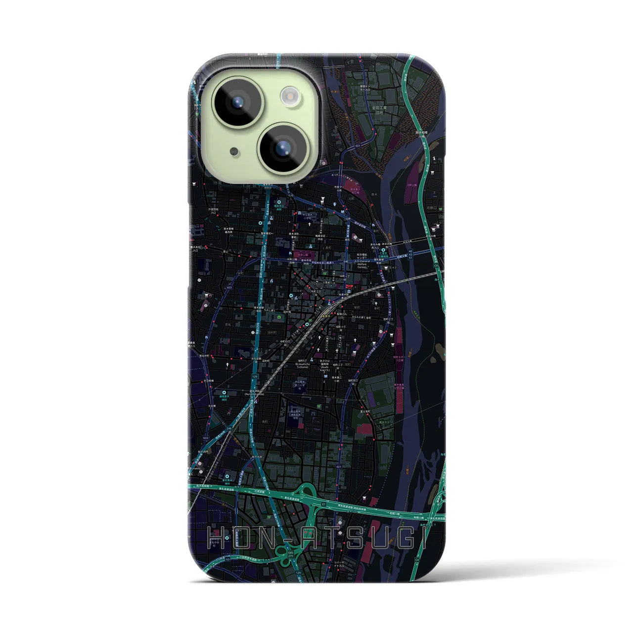 【本厚木(神奈川県)】地図柄iPhoneケース(バックカバータイプ)