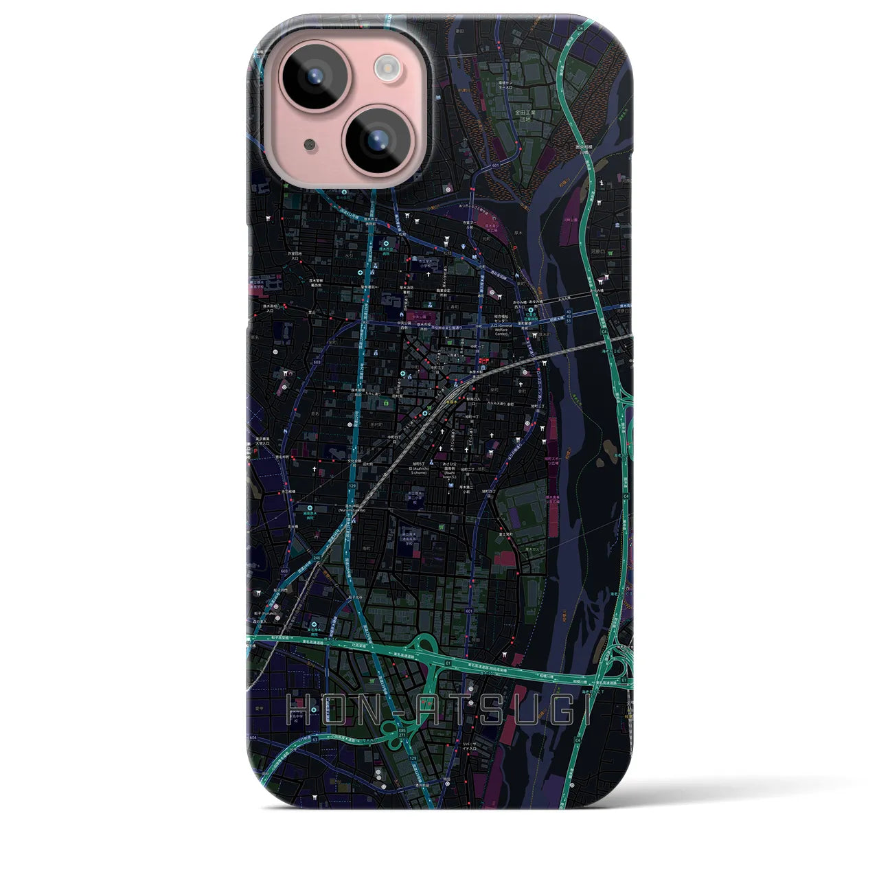 【本厚木(神奈川県)】地図柄iPhoneケース(バックカバータイプ)