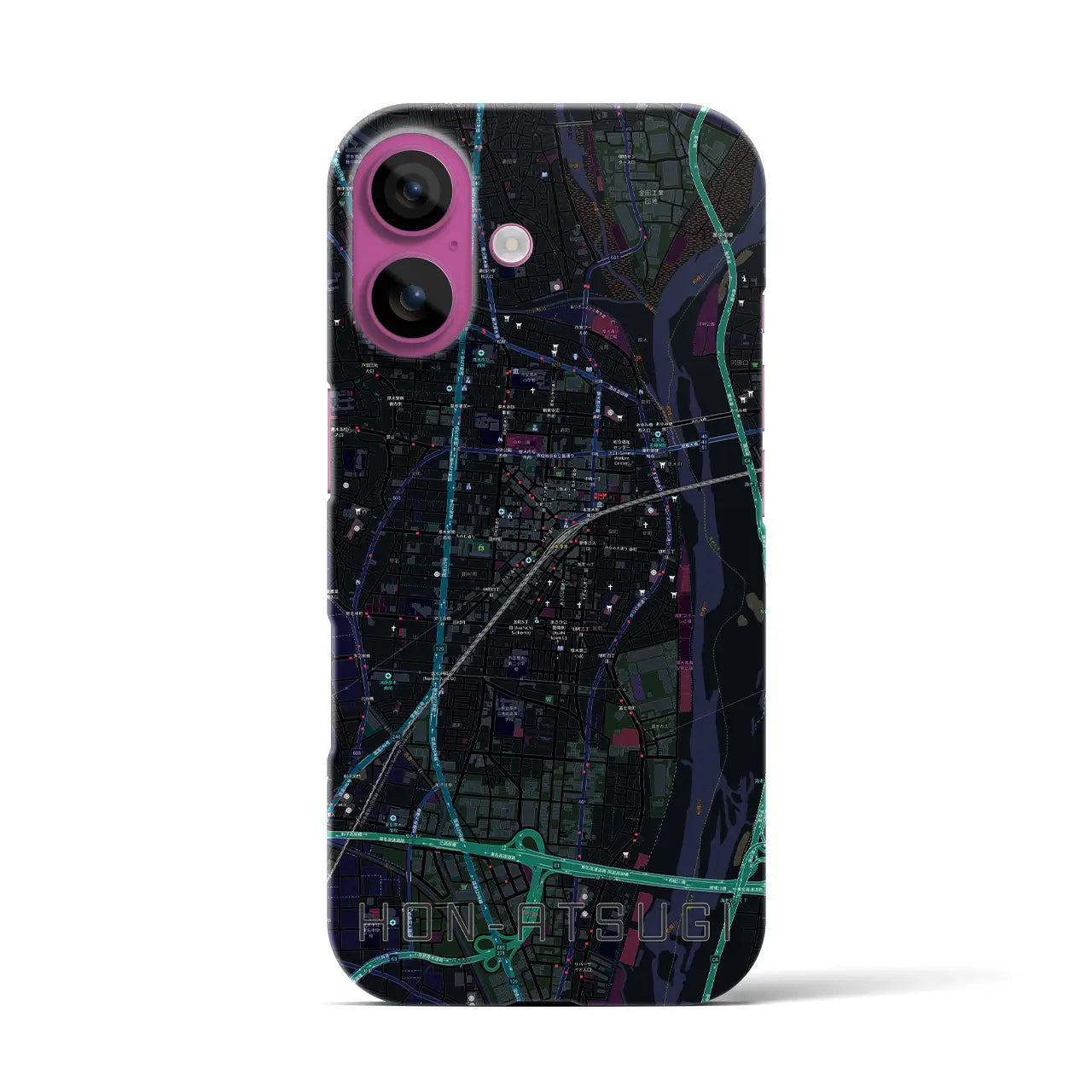 【本厚木(神奈川県)】地図柄iPhoneケース(バックカバータイプ)