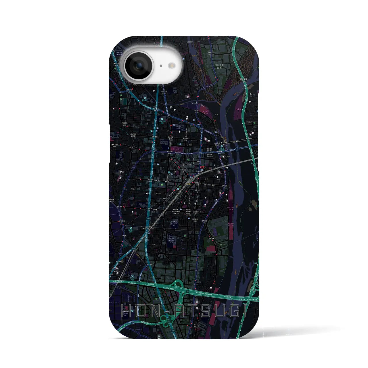 【本厚木(神奈川県)】地図柄iPhoneケース(バックカバータイプ)