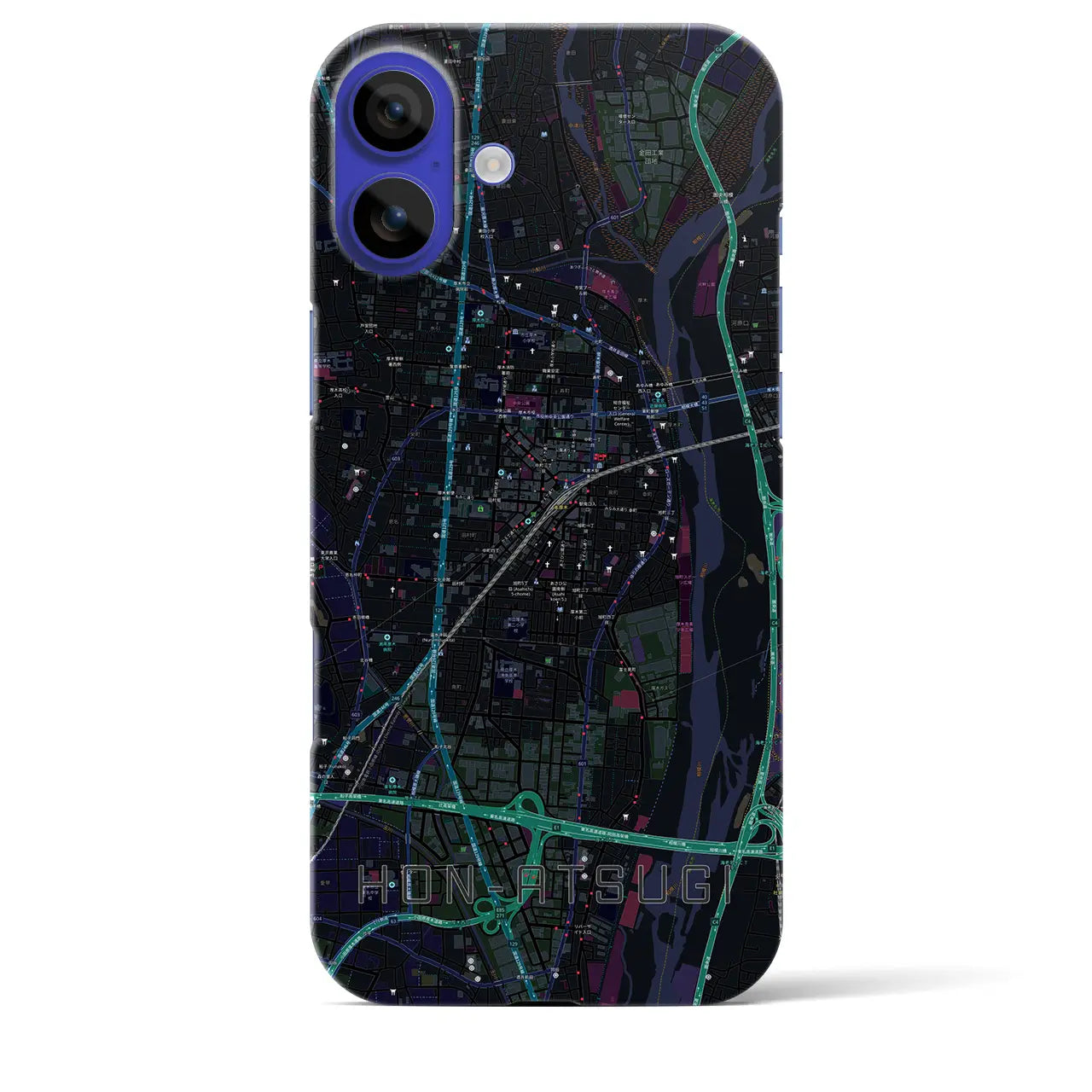 【本厚木(神奈川県)】地図柄iPhoneケース(バックカバータイプ)