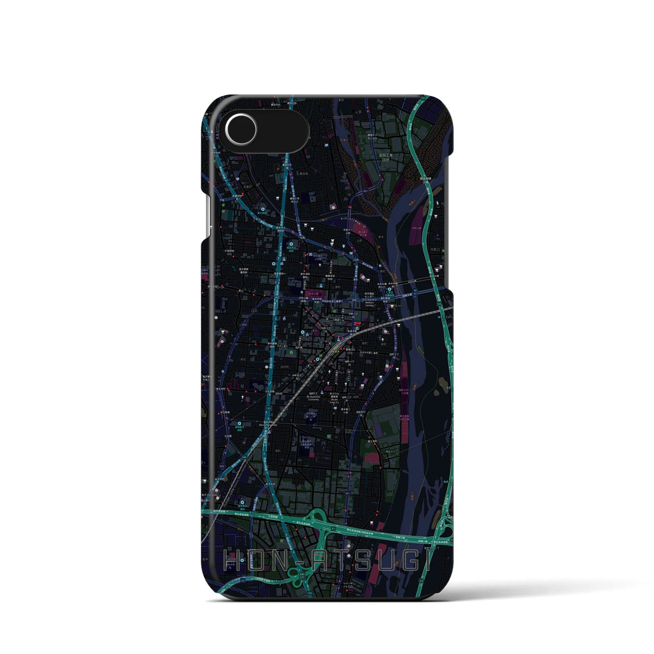 【本厚木(神奈川県)】地図柄iPhoneケース(バックカバータイプ)