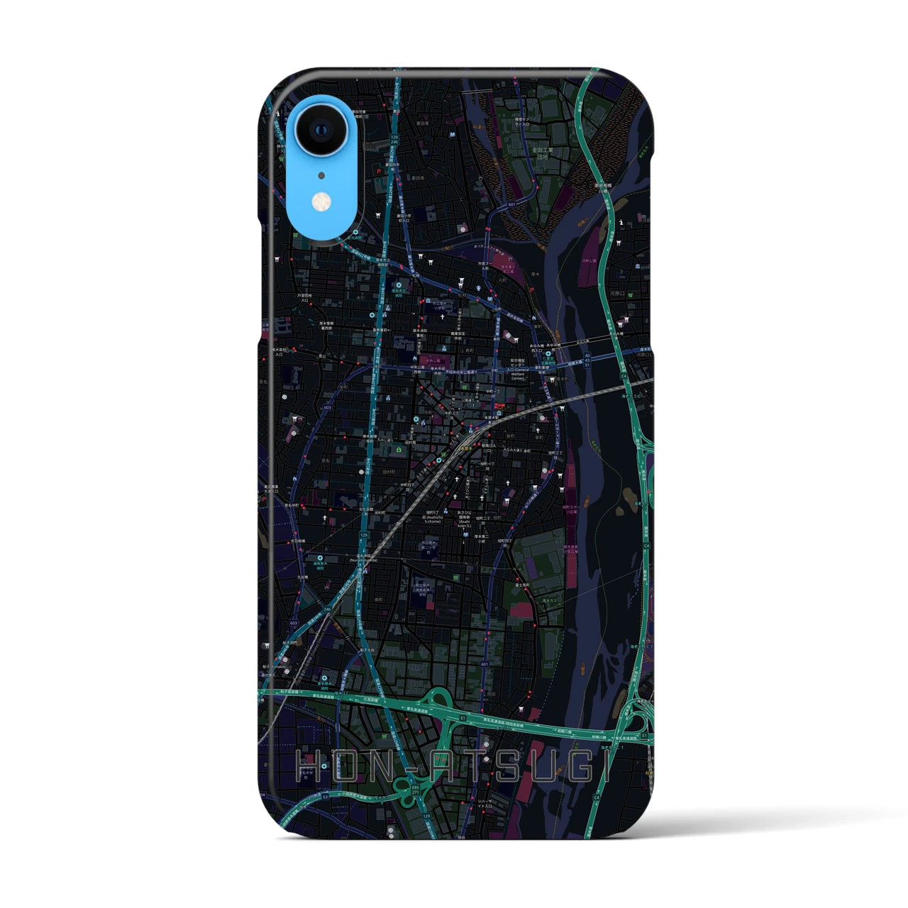 【本厚木(神奈川県)】地図柄iPhoneケース(バックカバータイプ)