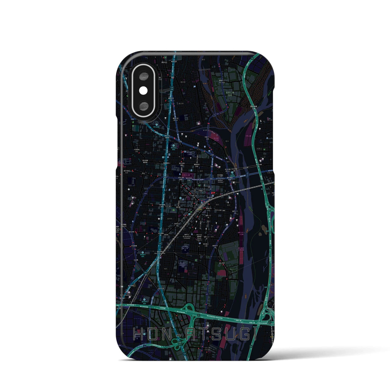 【本厚木(神奈川県)】地図柄iPhoneケース(バックカバータイプ)