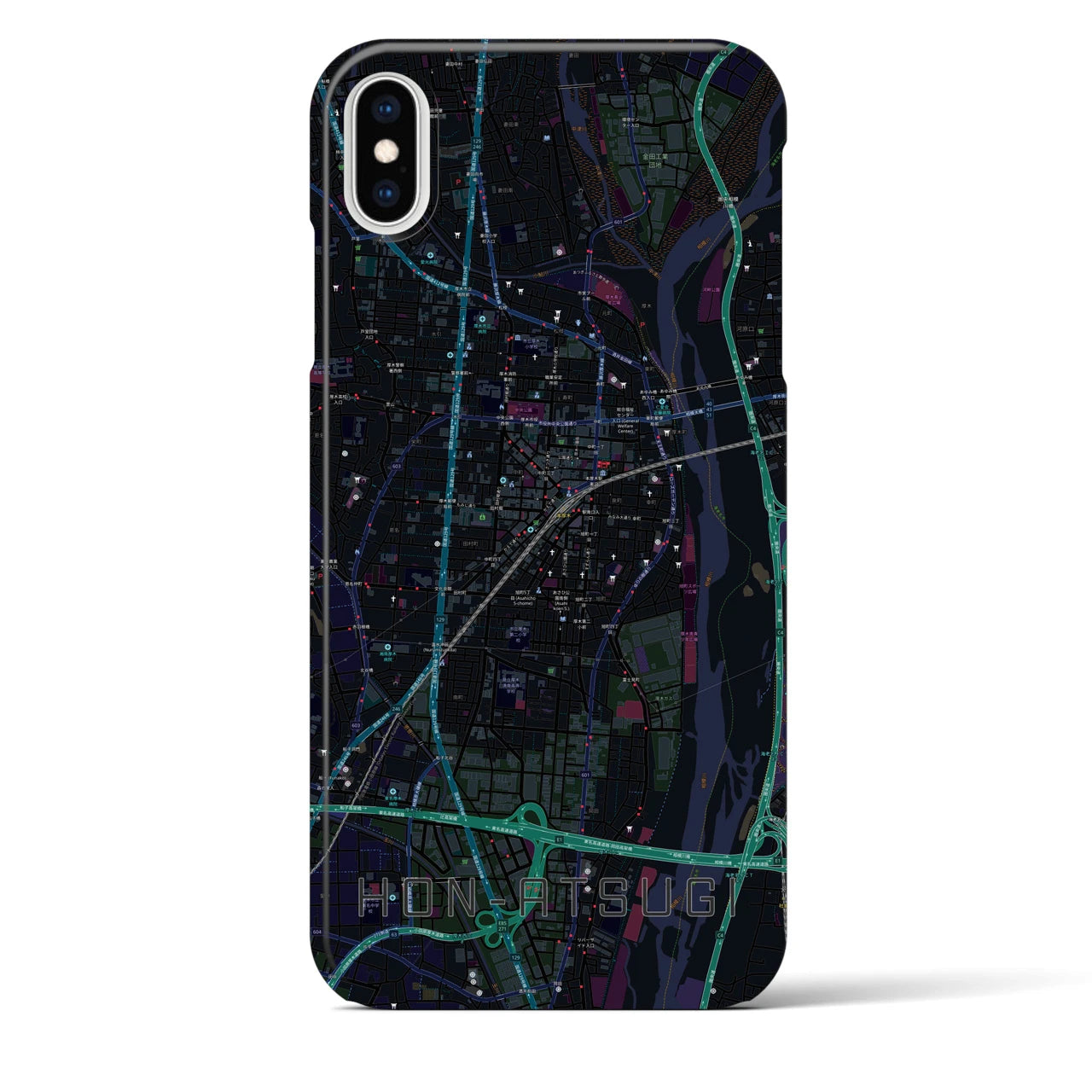 【本厚木(神奈川県)】地図柄iPhoneケース(バックカバータイプ)