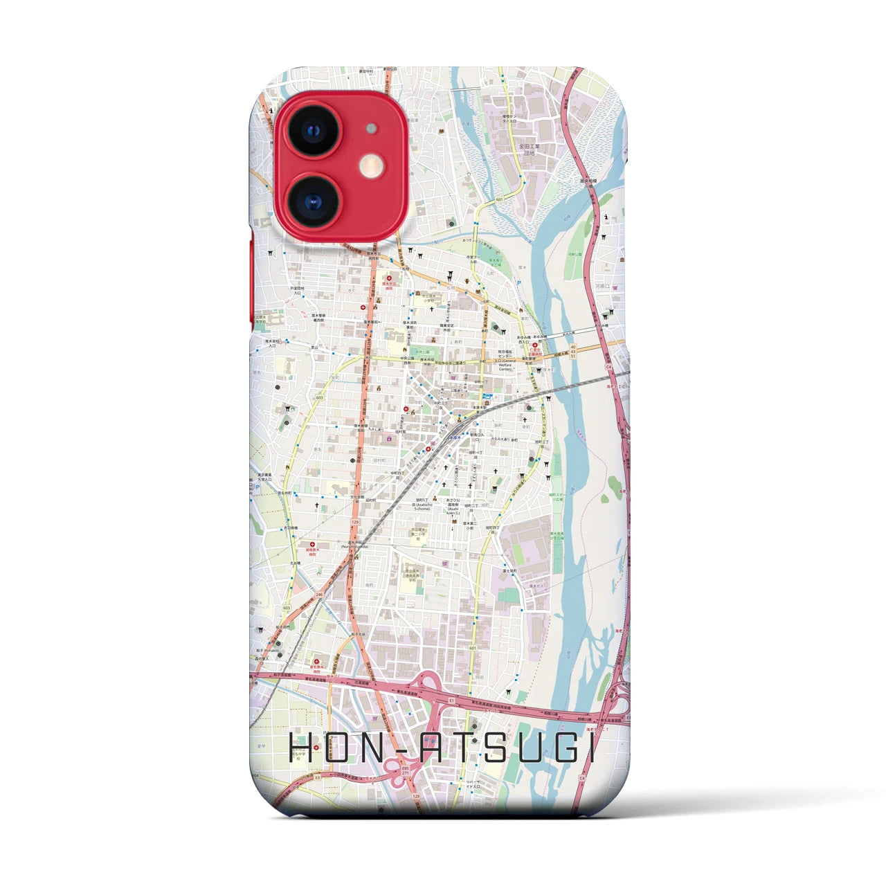 【本厚木(神奈川県)】地図柄iPhoneケース(バックカバータイプ)