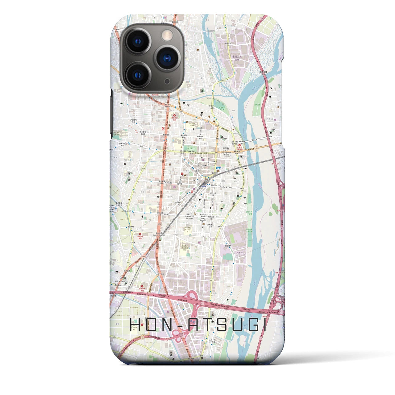 【本厚木(神奈川県)】地図柄iPhoneケース(バックカバータイプ)