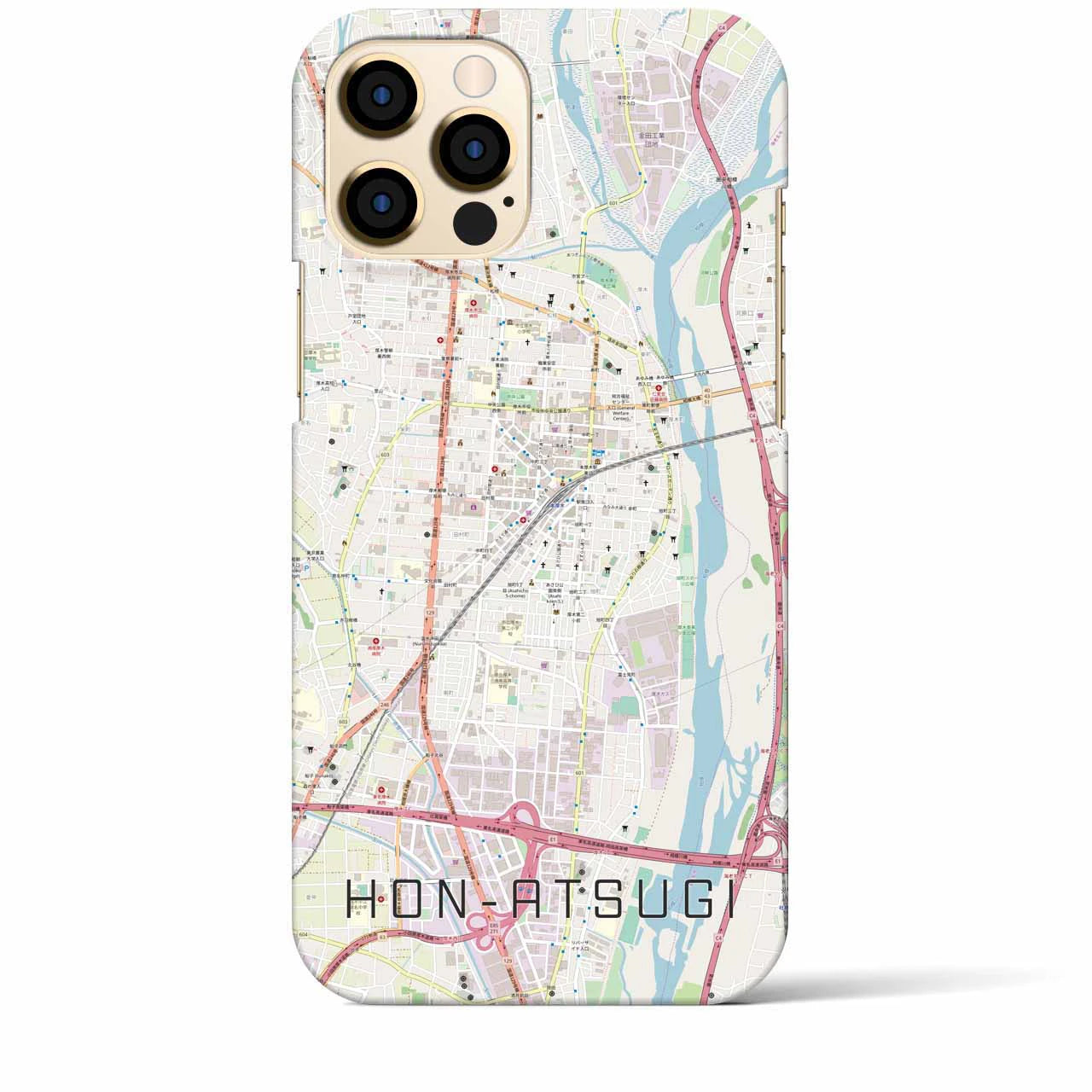 【本厚木(神奈川県)】地図柄iPhoneケース(バックカバータイプ)