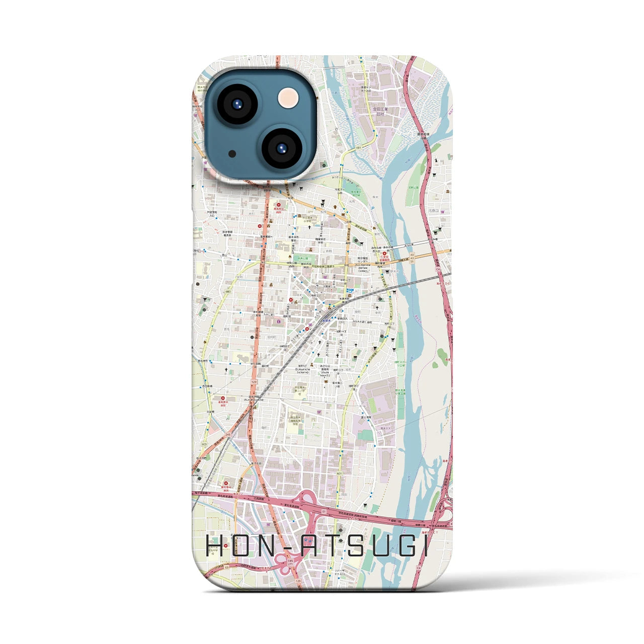 【本厚木(神奈川県)】地図柄iPhoneケース(バックカバータイプ)