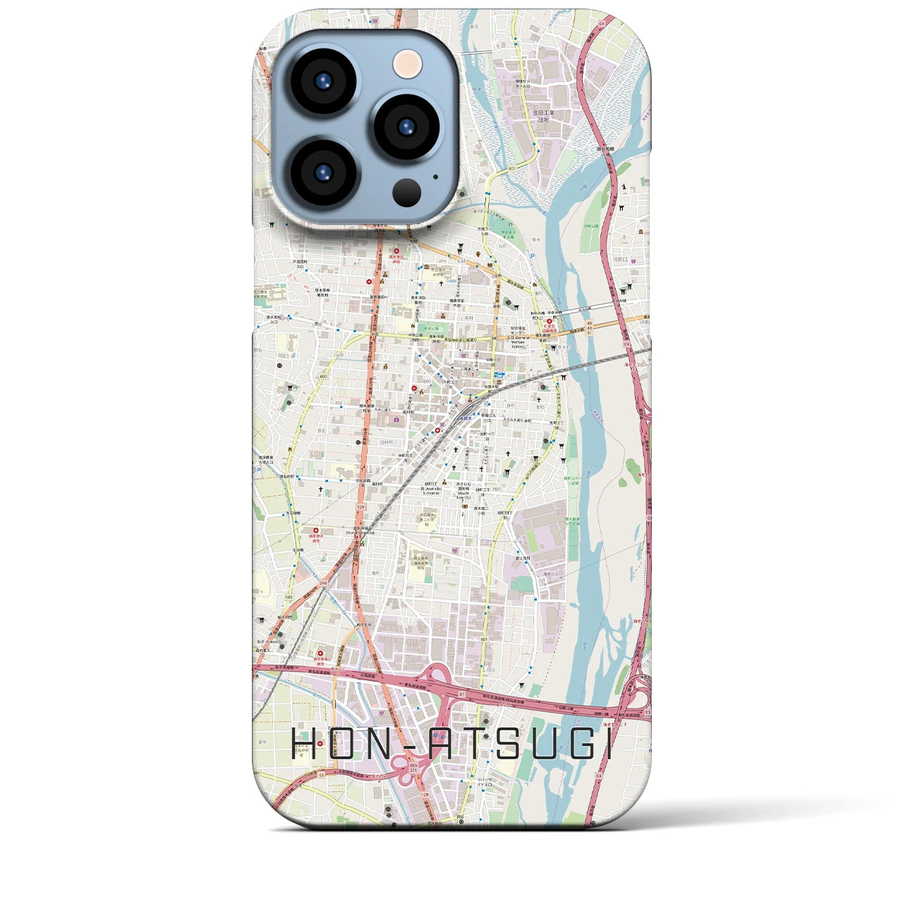 【本厚木(神奈川県)】地図柄iPhoneケース(バックカバータイプ)