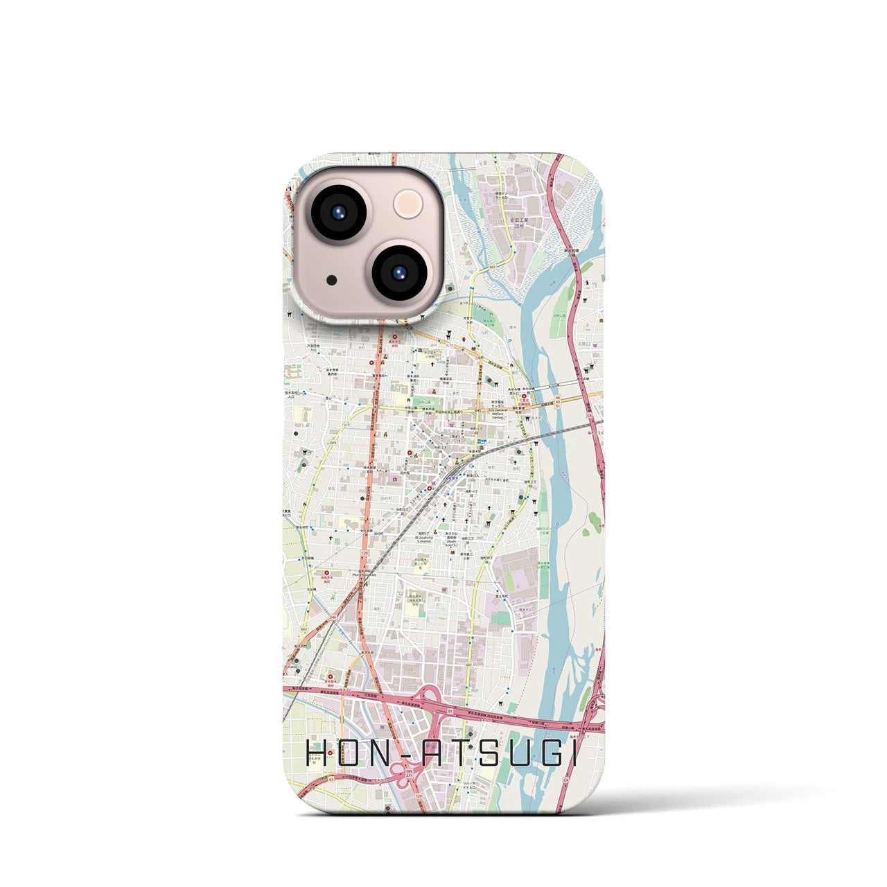 【本厚木(神奈川県)】地図柄iPhoneケース(バックカバータイプ)