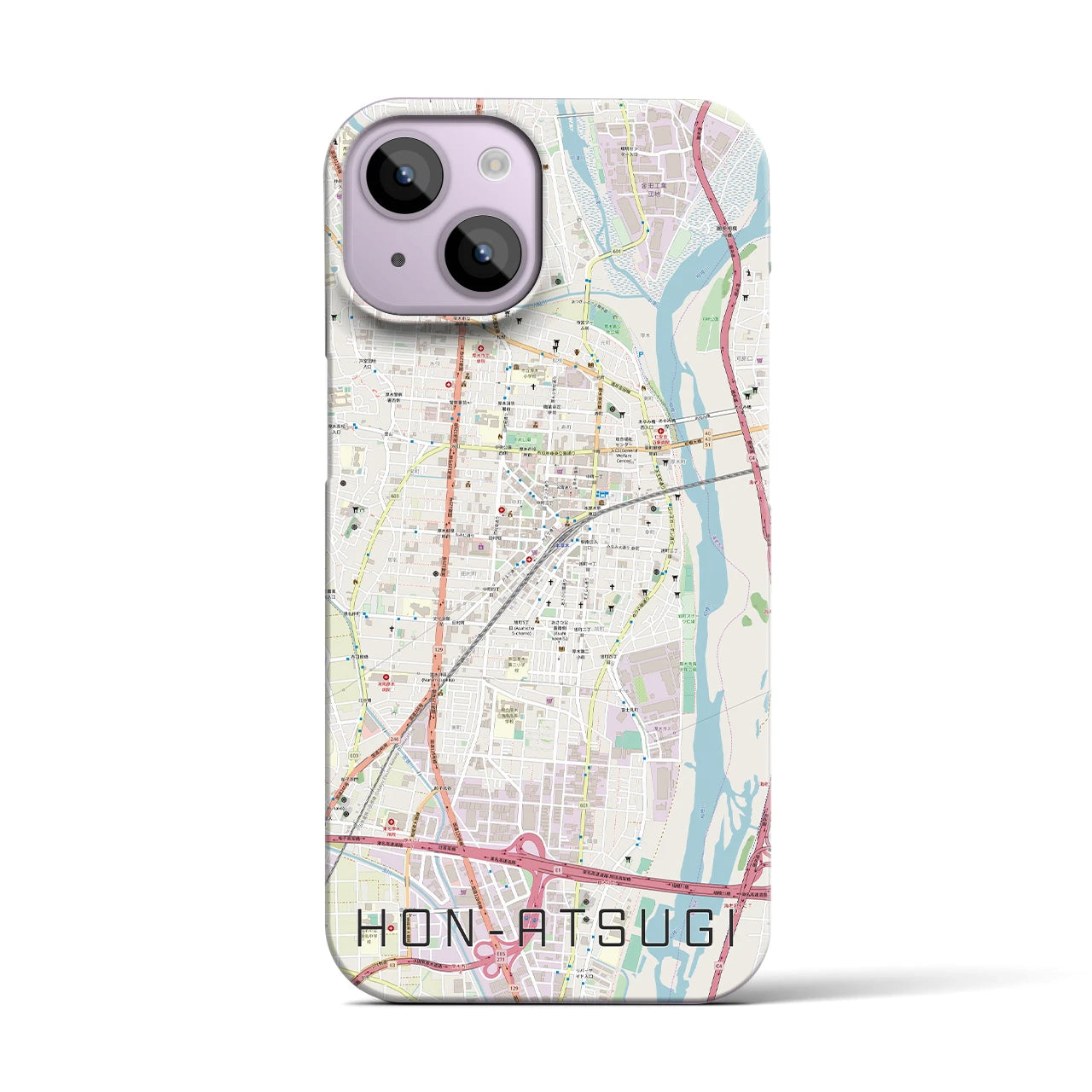 【本厚木(神奈川県)】地図柄iPhoneケース(バックカバータイプ)