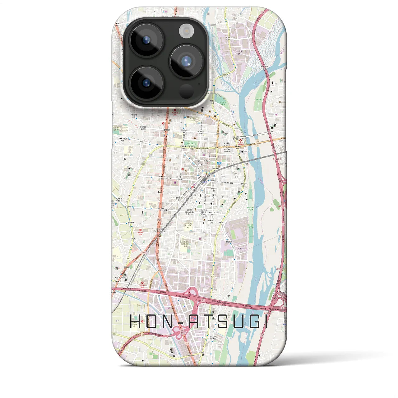 【本厚木(神奈川県)】地図柄iPhoneケース(バックカバータイプ)