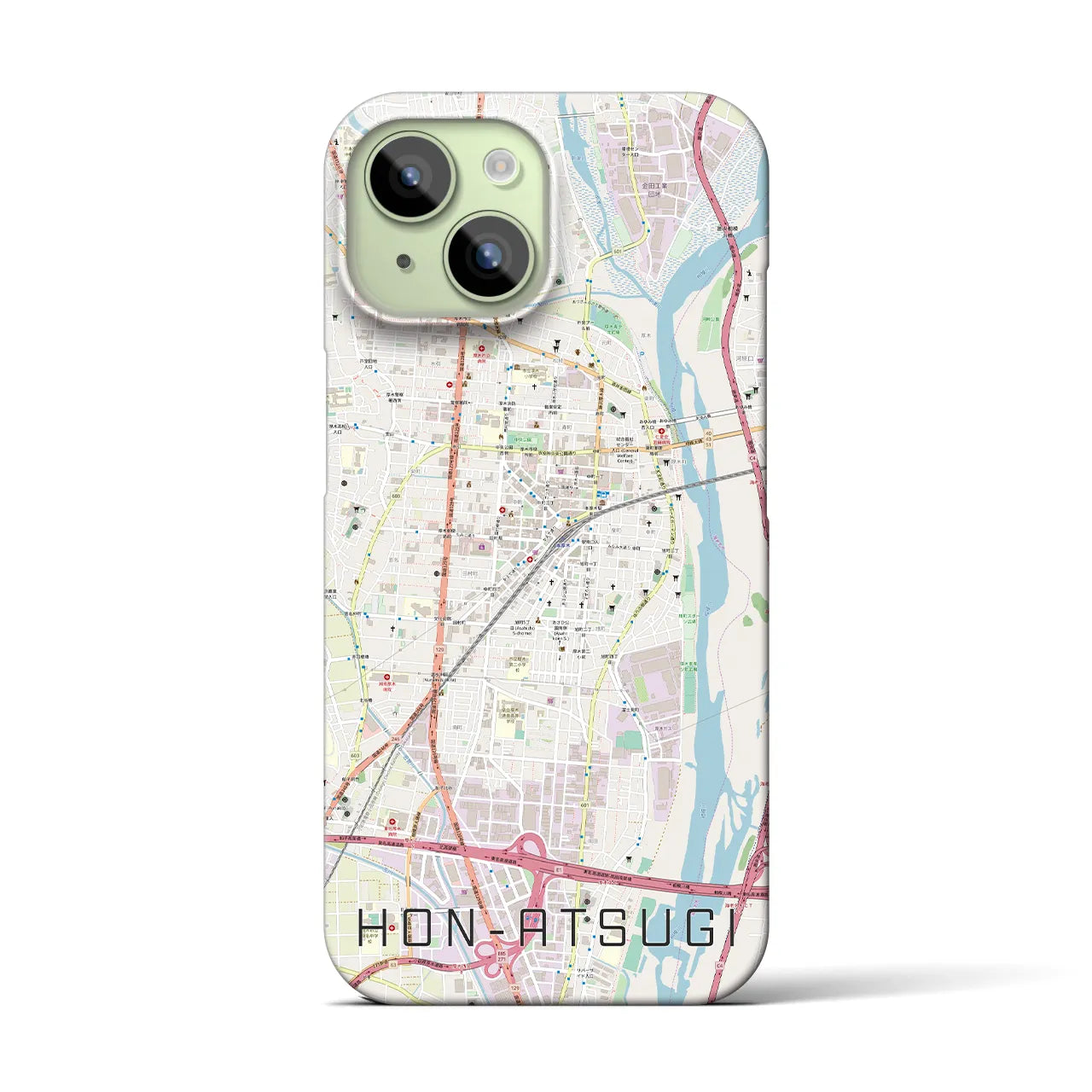 【本厚木(神奈川県)】地図柄iPhoneケース(バックカバータイプ)