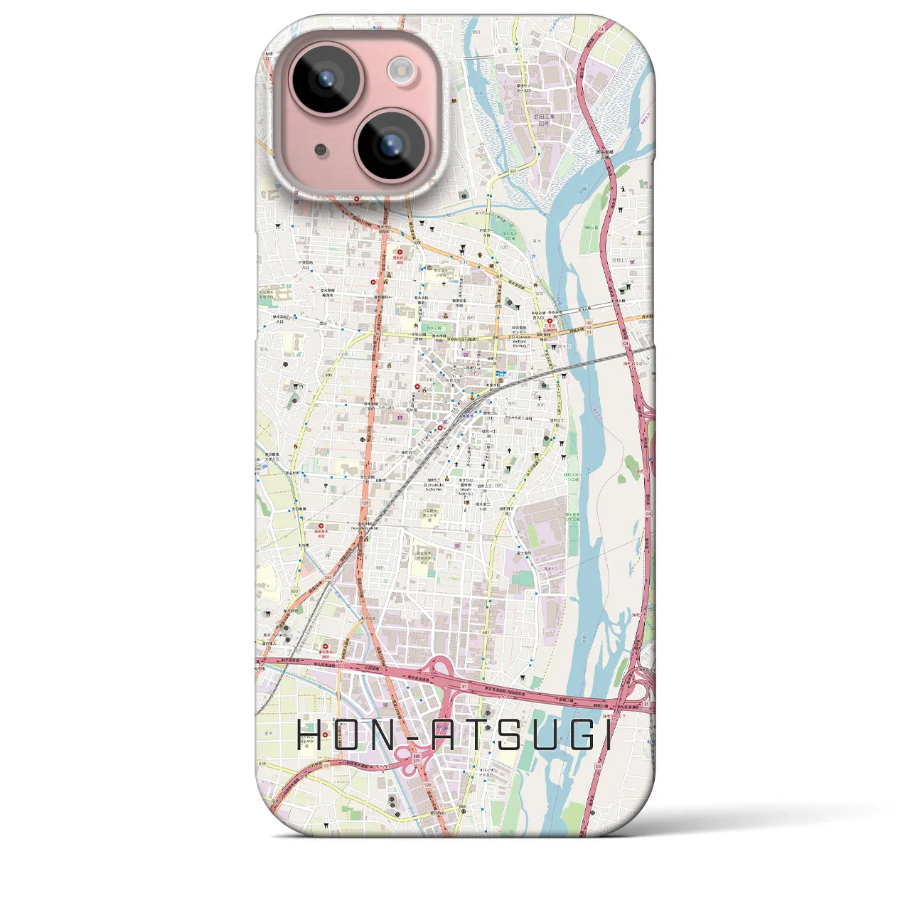 【本厚木(神奈川県)】地図柄iPhoneケース(バックカバータイプ)