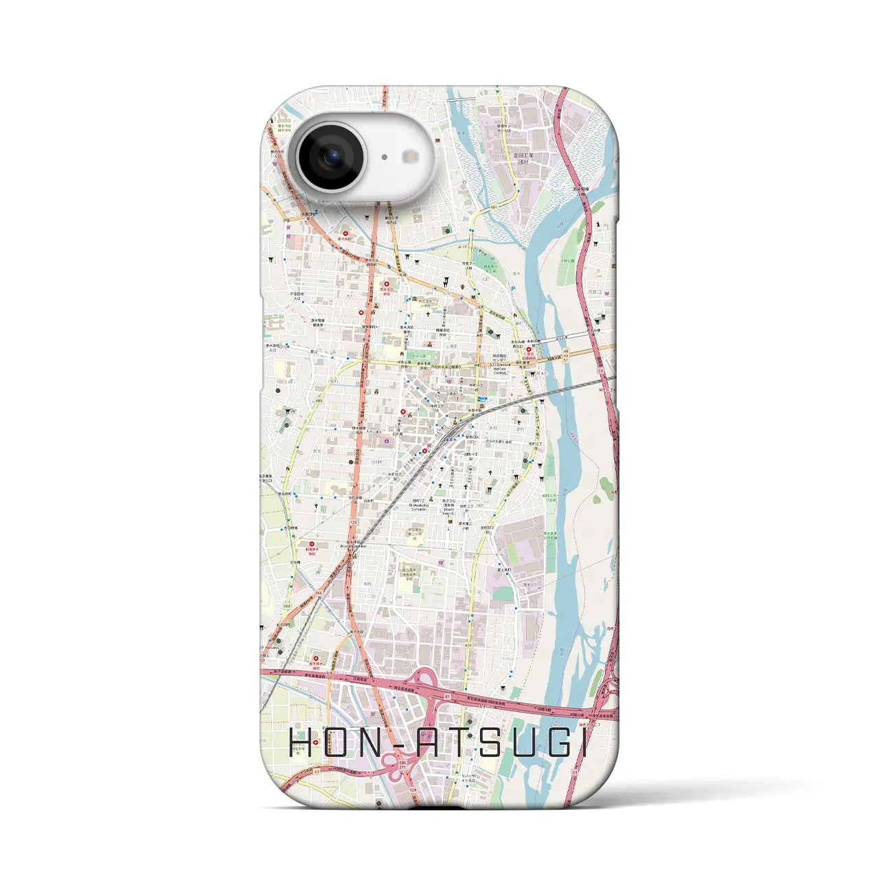 【本厚木(神奈川県)】地図柄iPhoneケース(バックカバータイプ)