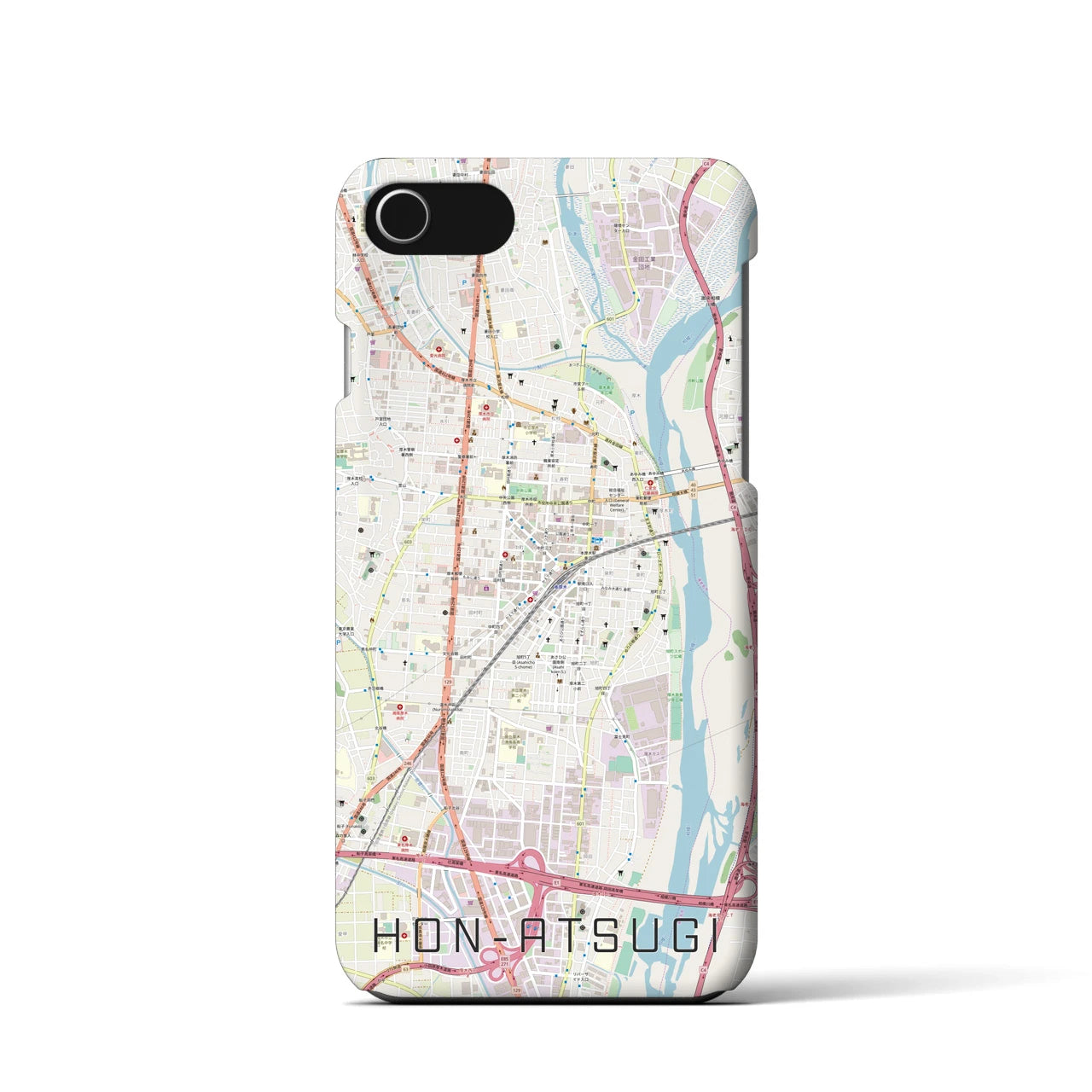 【本厚木(神奈川県)】地図柄iPhoneケース(バックカバータイプ)