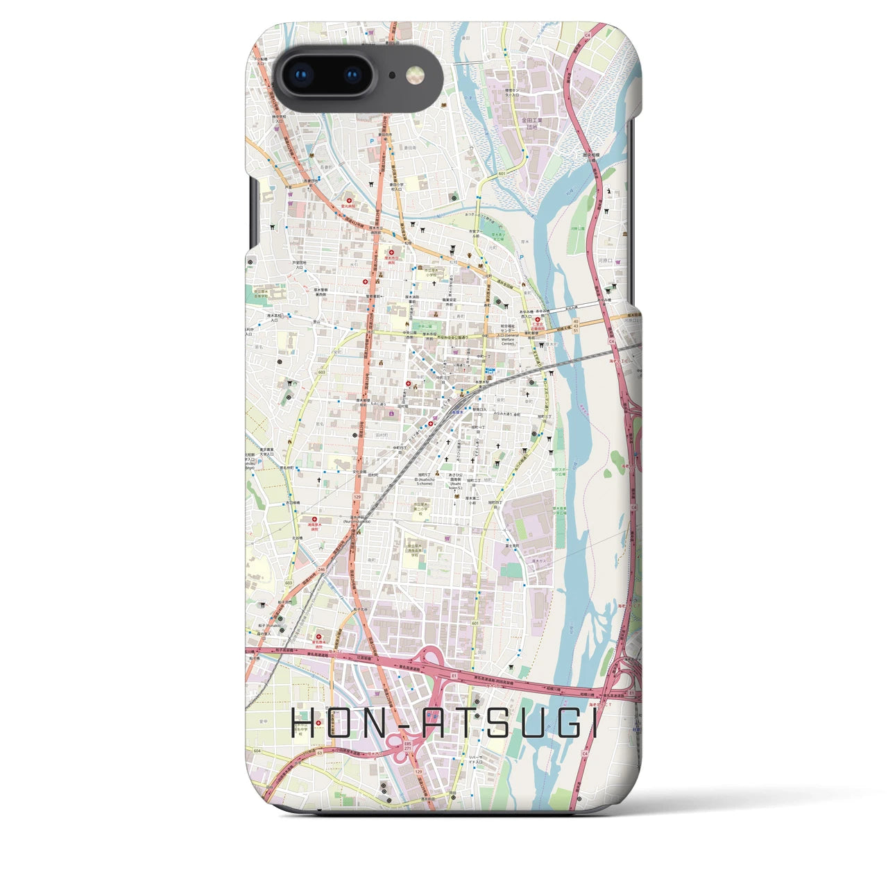 【本厚木(神奈川県)】地図柄iPhoneケース(バックカバータイプ)