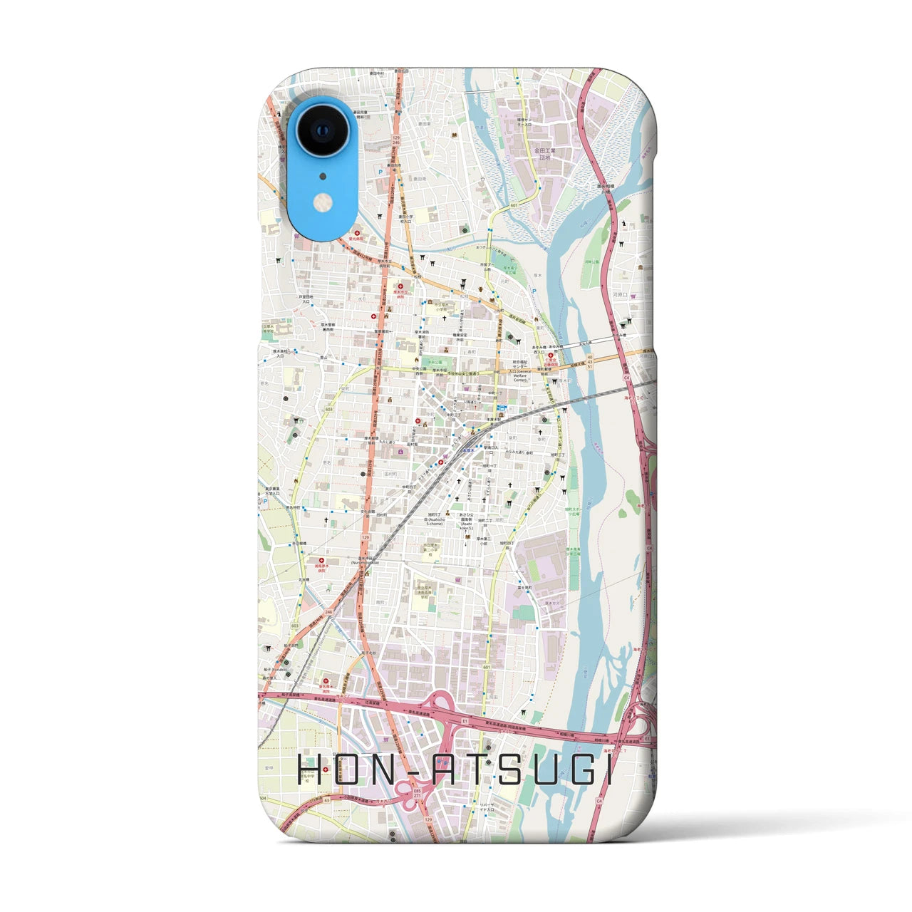 【本厚木(神奈川県)】地図柄iPhoneケース(バックカバータイプ)