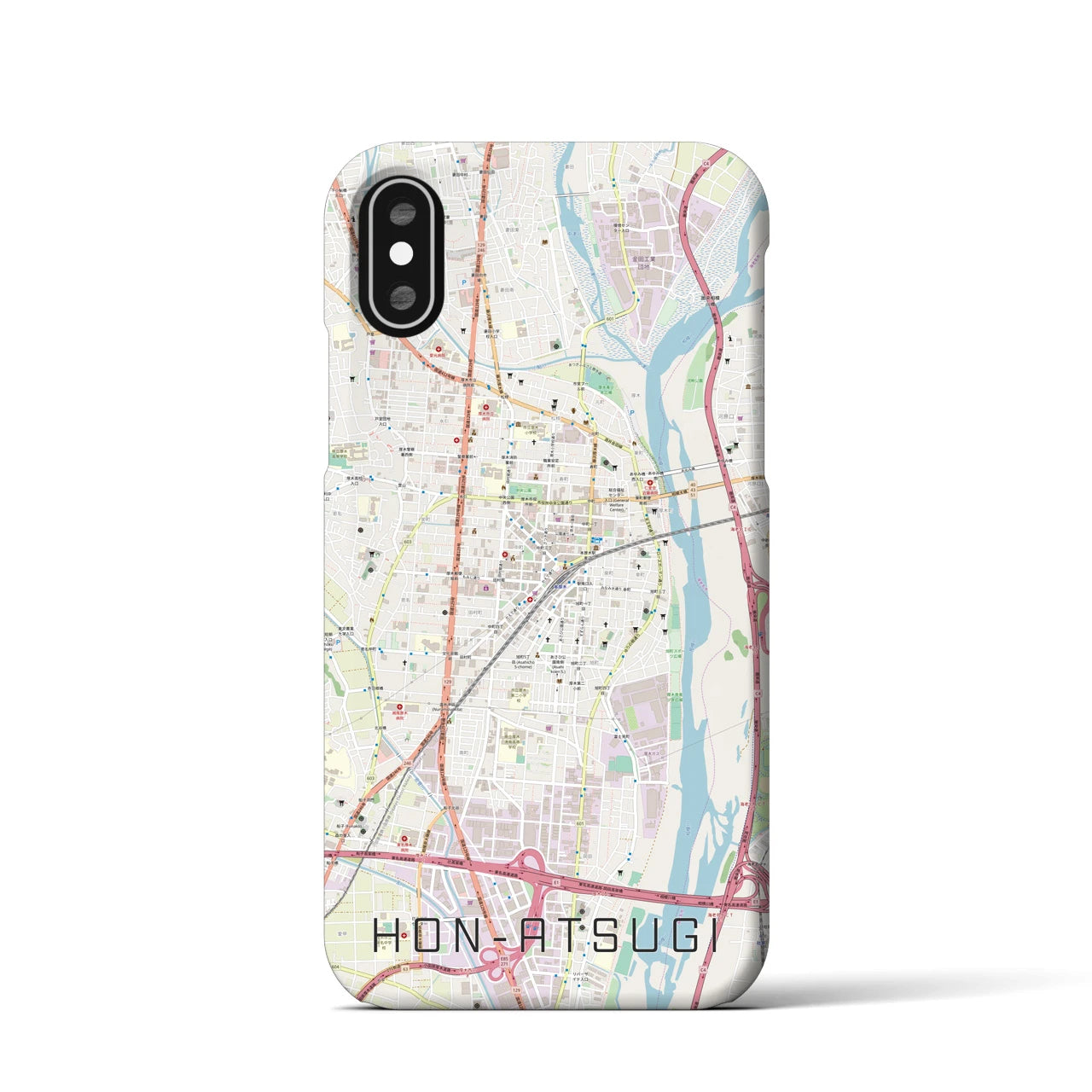 【本厚木(神奈川県)】地図柄iPhoneケース(バックカバータイプ)