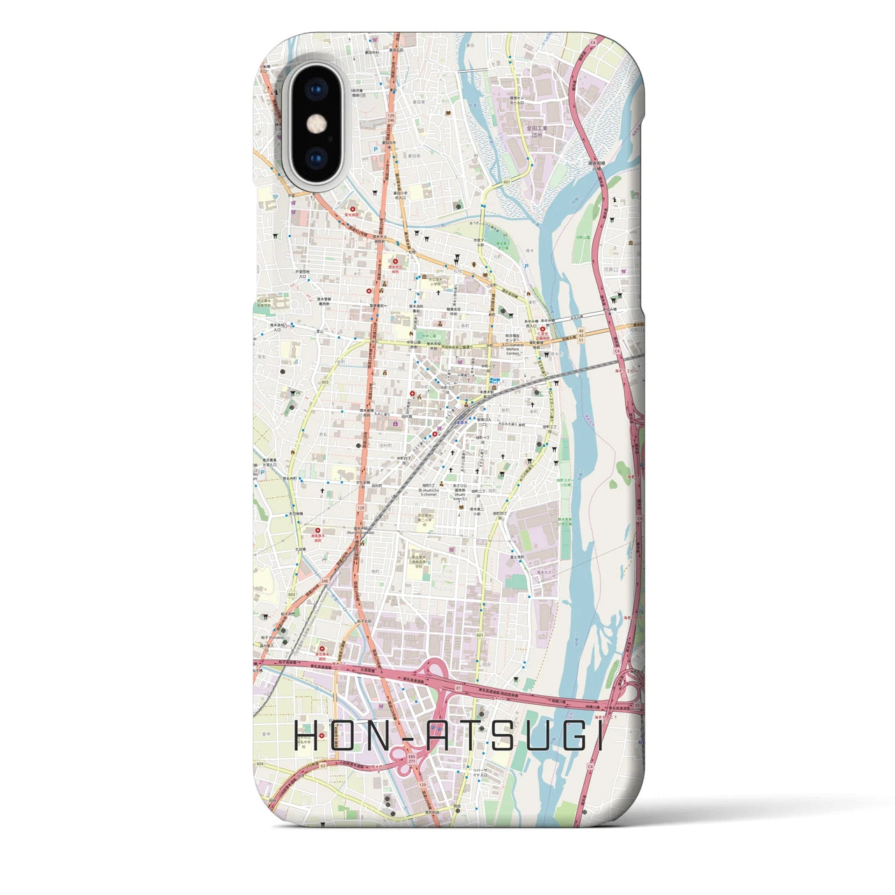 【本厚木(神奈川県)】地図柄iPhoneケース(バックカバータイプ)