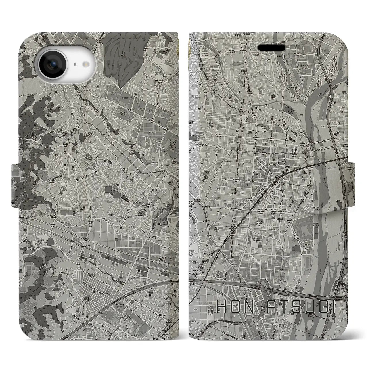 【本厚木(神奈川県)】地図柄iPhoneケース(手帳タイプ)