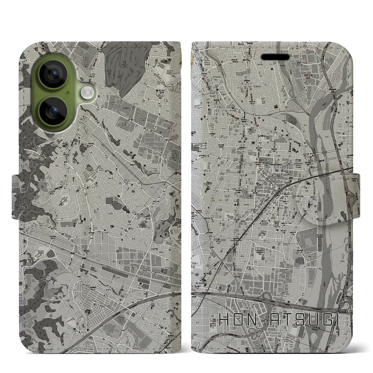 【本厚木(神奈川県)】地図柄iPhoneケース(手帳タイプ)