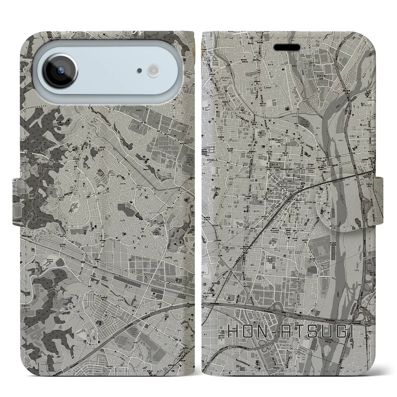 【本厚木(神奈川県)】地図柄iPhoneケース(手帳タイプ)