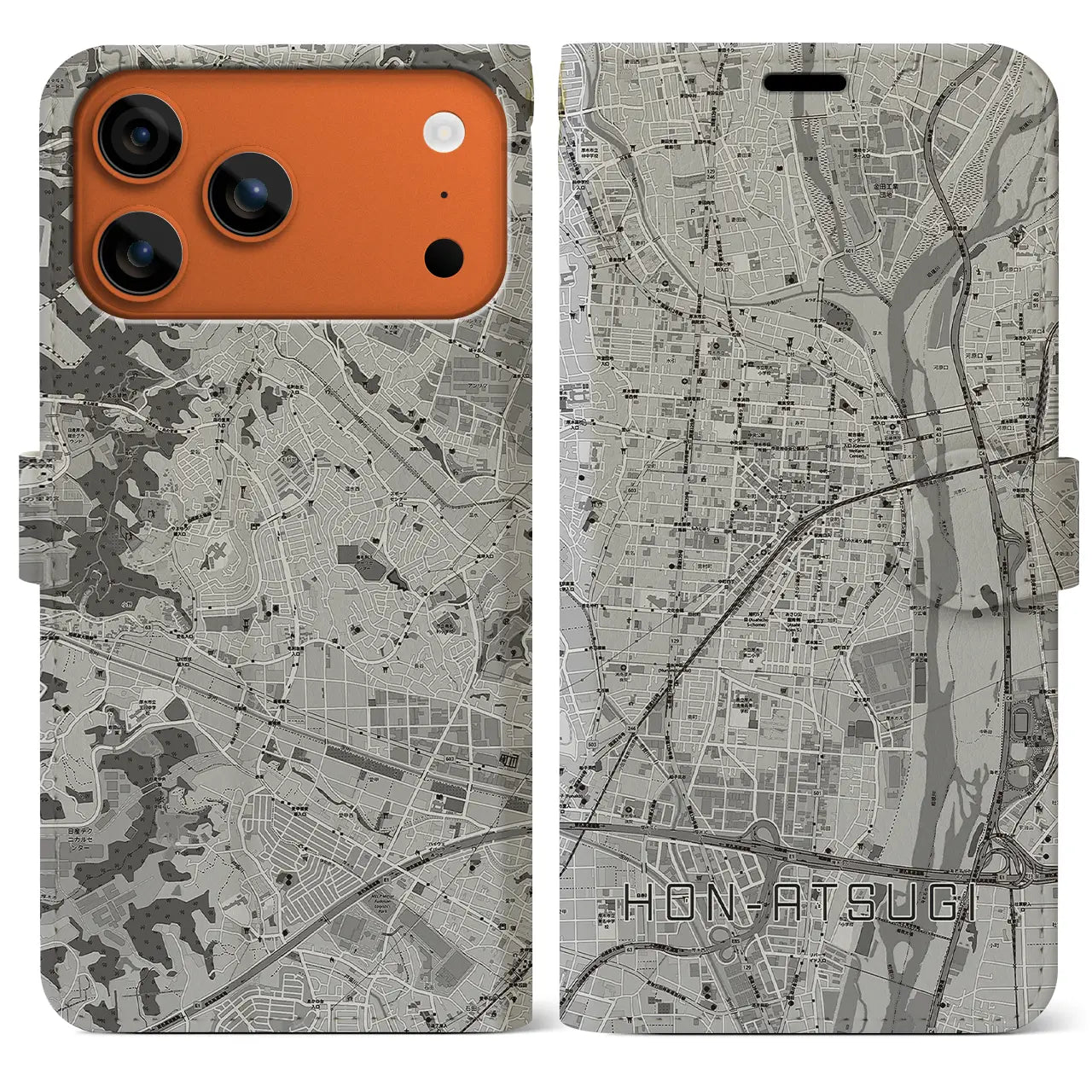 【本厚木(神奈川県)】地図柄iPhoneケース(手帳タイプ)