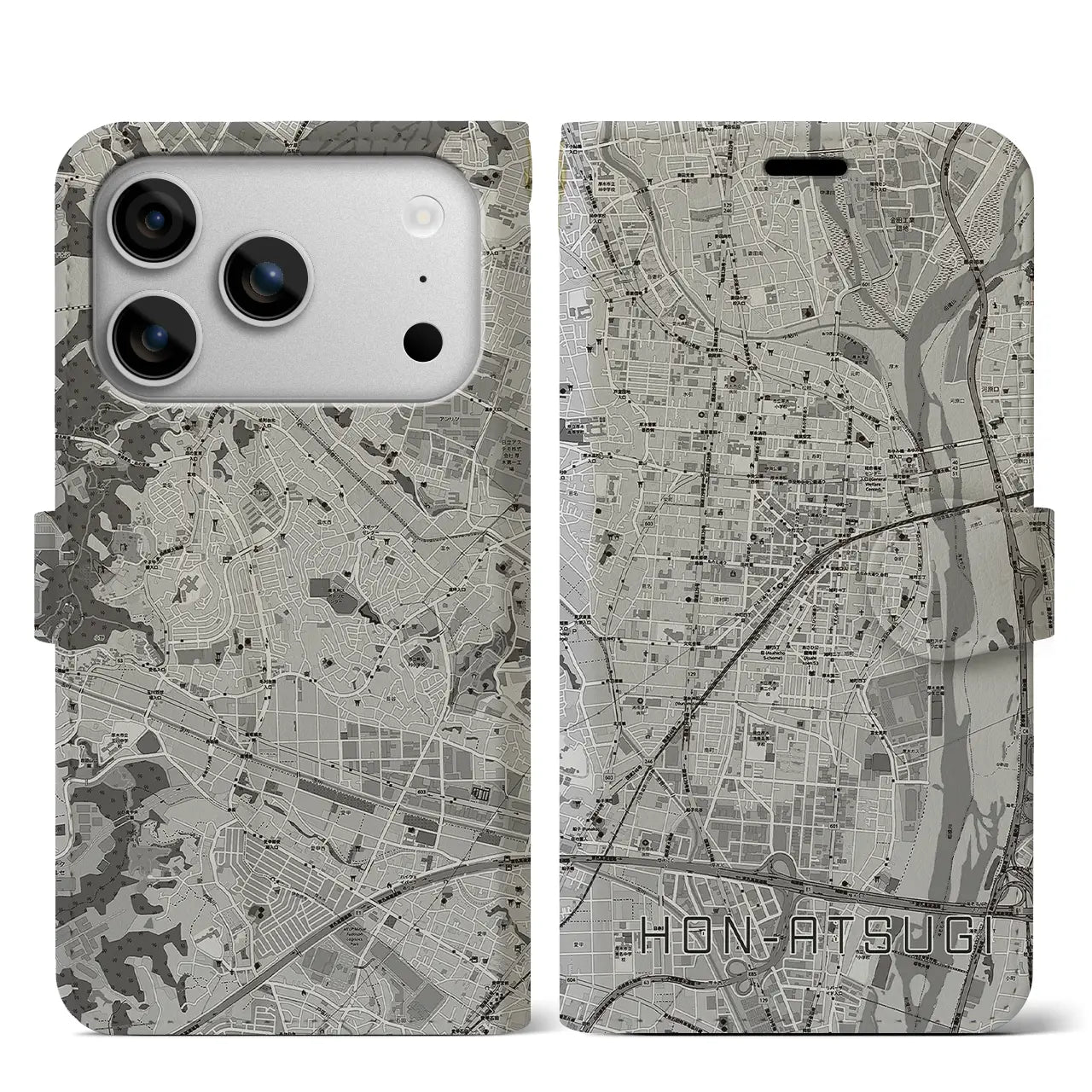 【本厚木(神奈川県)】地図柄iPhoneケース(手帳タイプ)