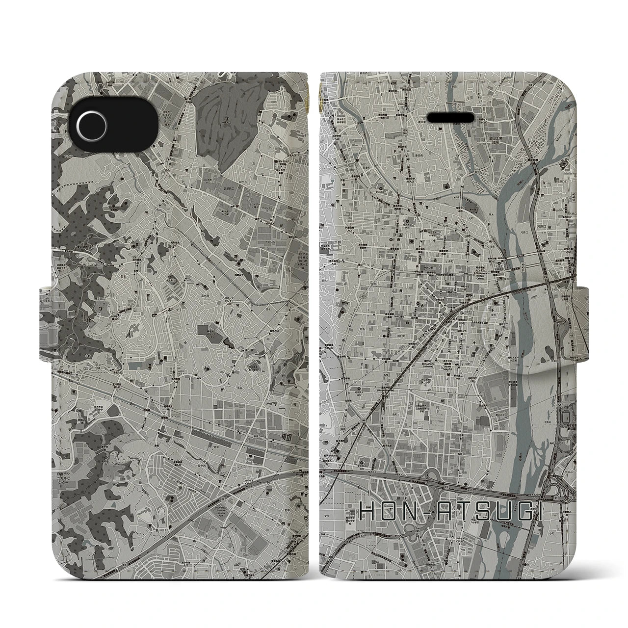 【本厚木(神奈川県)】地図柄iPhoneケース(手帳タイプ)