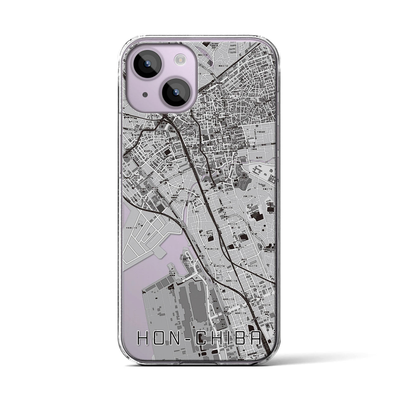 【本千葉(千葉県)】地図柄iPhoneケース(クリアタイプ)