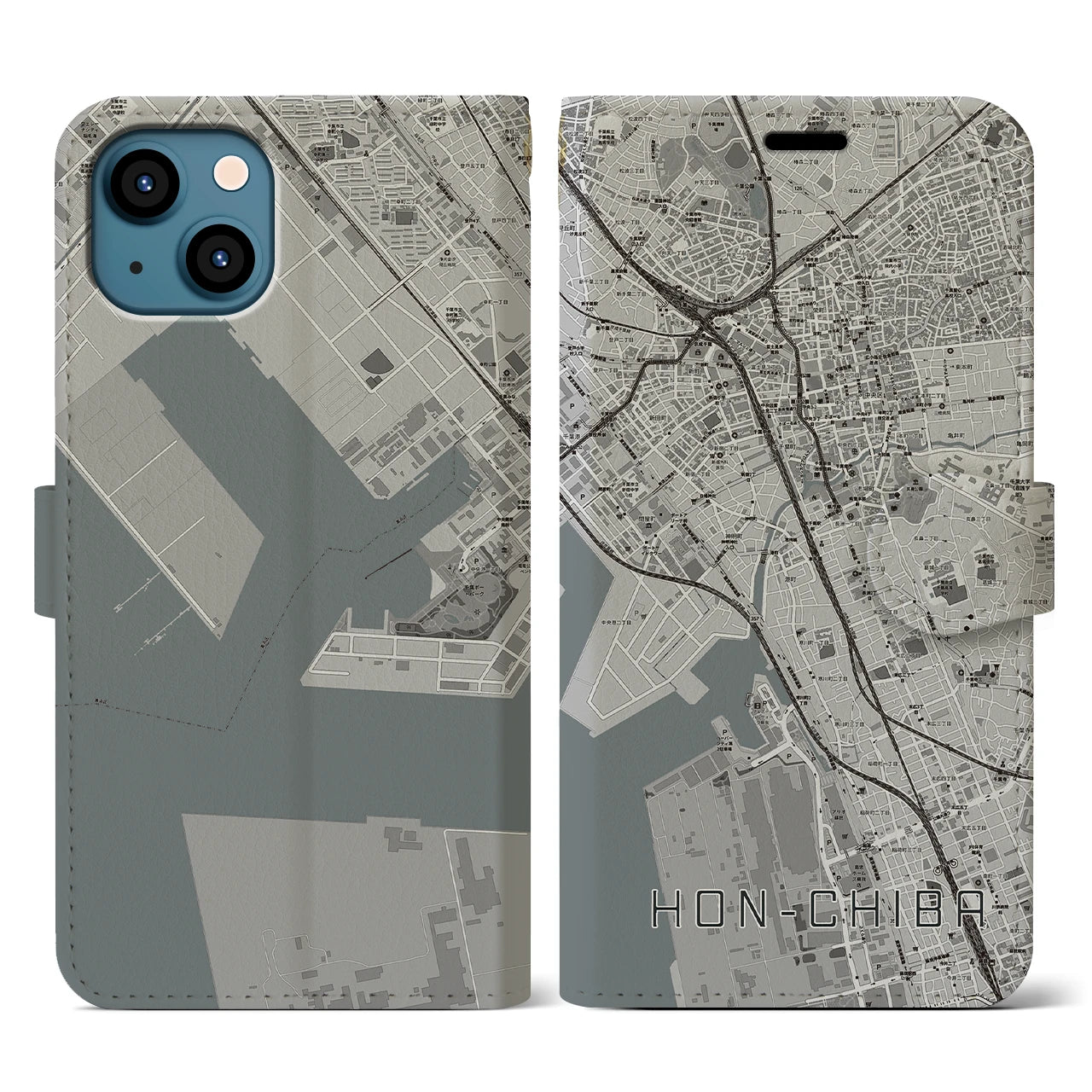 【本千葉(千葉県)】地図柄iPhoneケース(手帳タイプ)