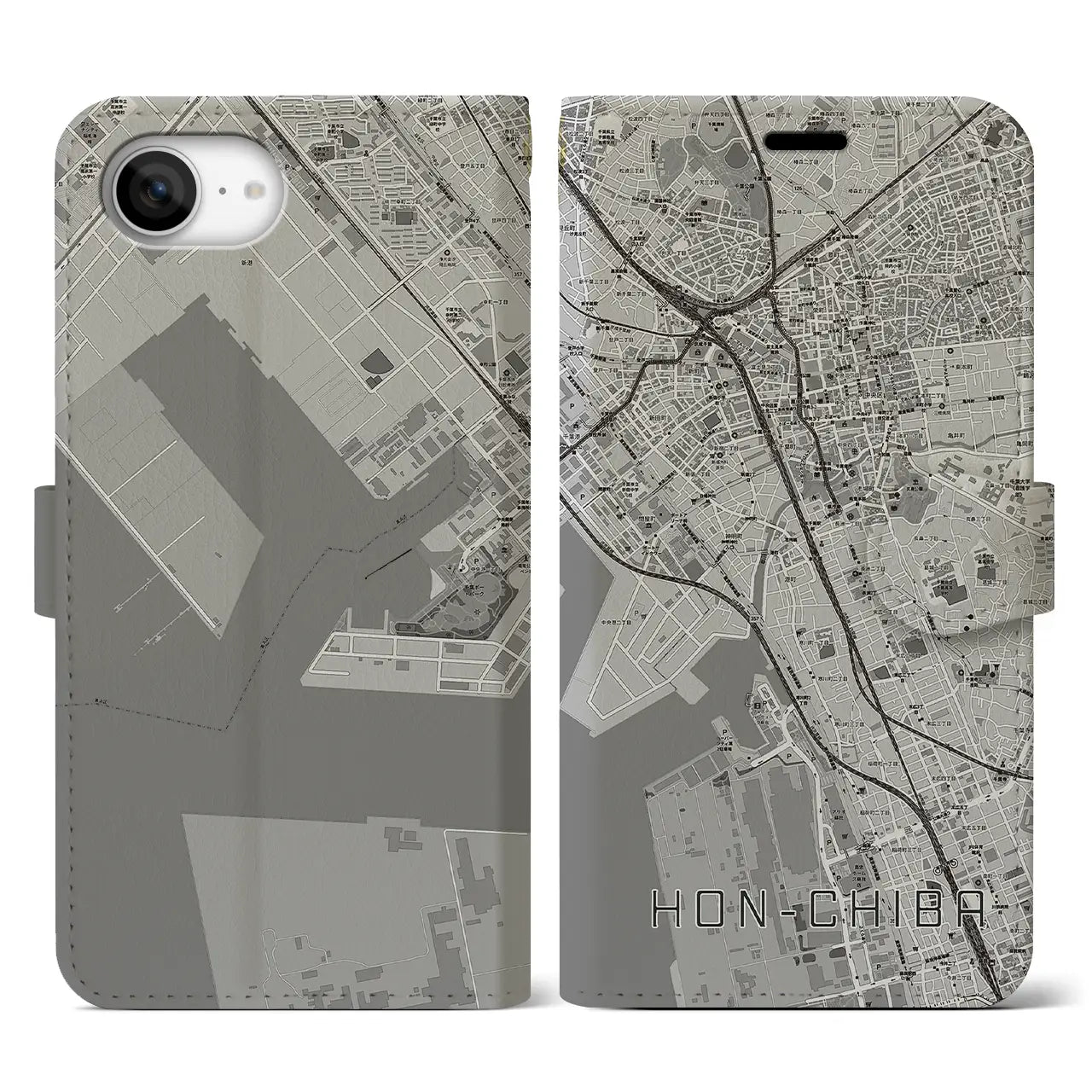 【本千葉(千葉県)】地図柄iPhoneケース(手帳タイプ)