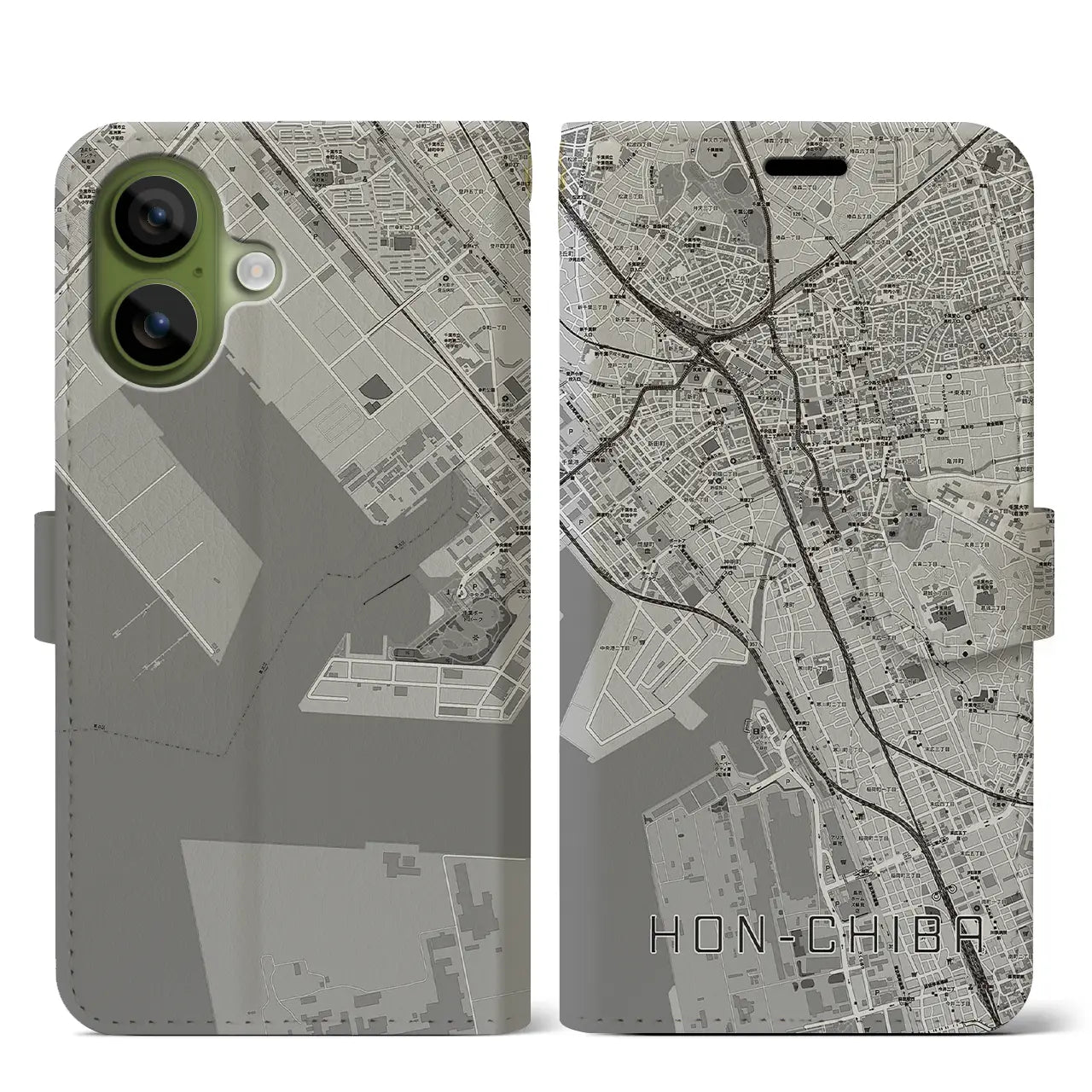 【本千葉(千葉県)】地図柄iPhoneケース(手帳タイプ)