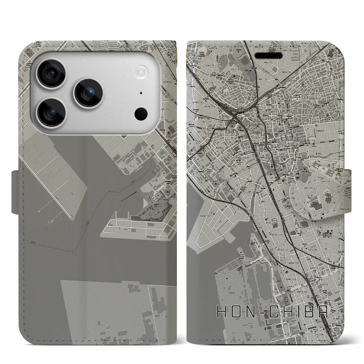 【本千葉(千葉県)】地図柄iPhoneケース(手帳タイプ)