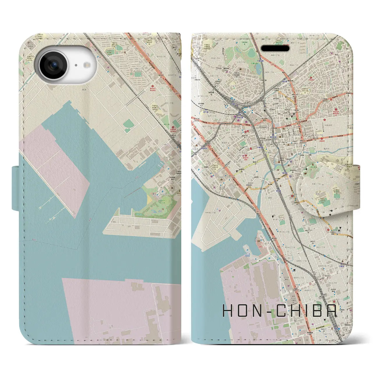 【本千葉(千葉県)】地図柄iPhoneケース(手帳タイプ)